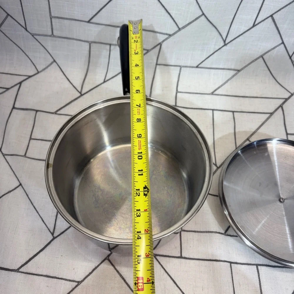 Revere Ware Saucepan 4 Qt Silver Copper Clad Bottom Pot with Lid Vintage USA